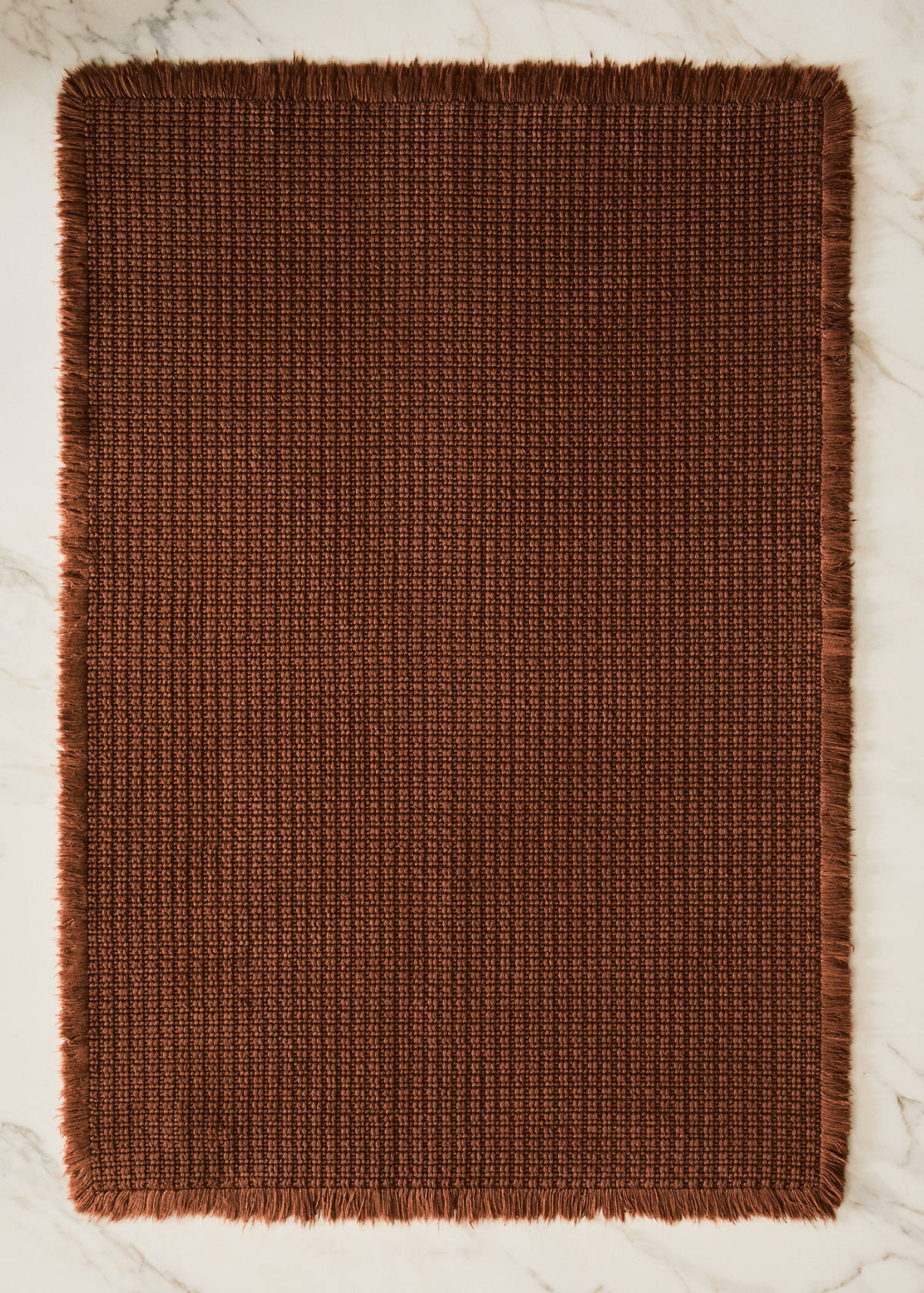 Cotton waffle bath rug — Russet