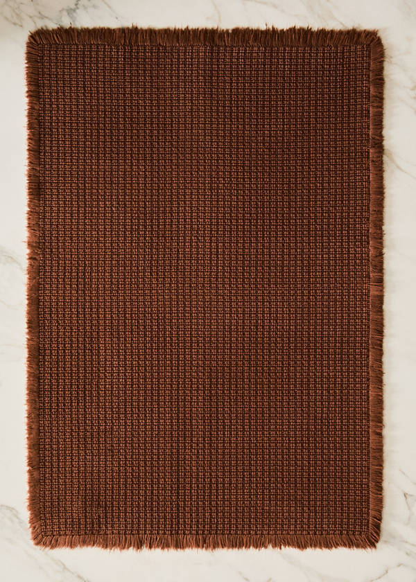 Cotton waffle bath rug — Russet