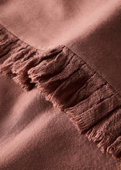 Washed cotton flat sheet with frayed gauze ruffle for 150/160 cm bed — Medium Pink 1