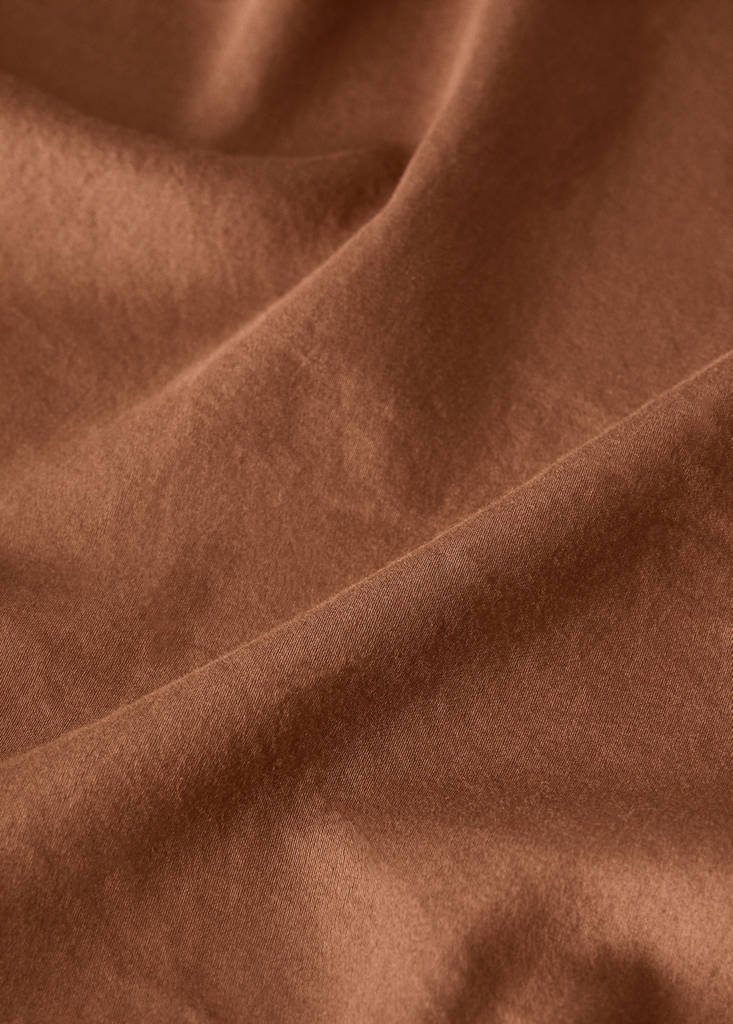 Fitted sheet 100% cotton satin Bed 150 cm — Caramel