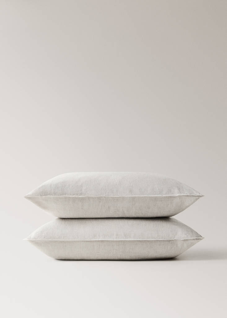 Two washed linen pillowcases 60x60 cm — Sand