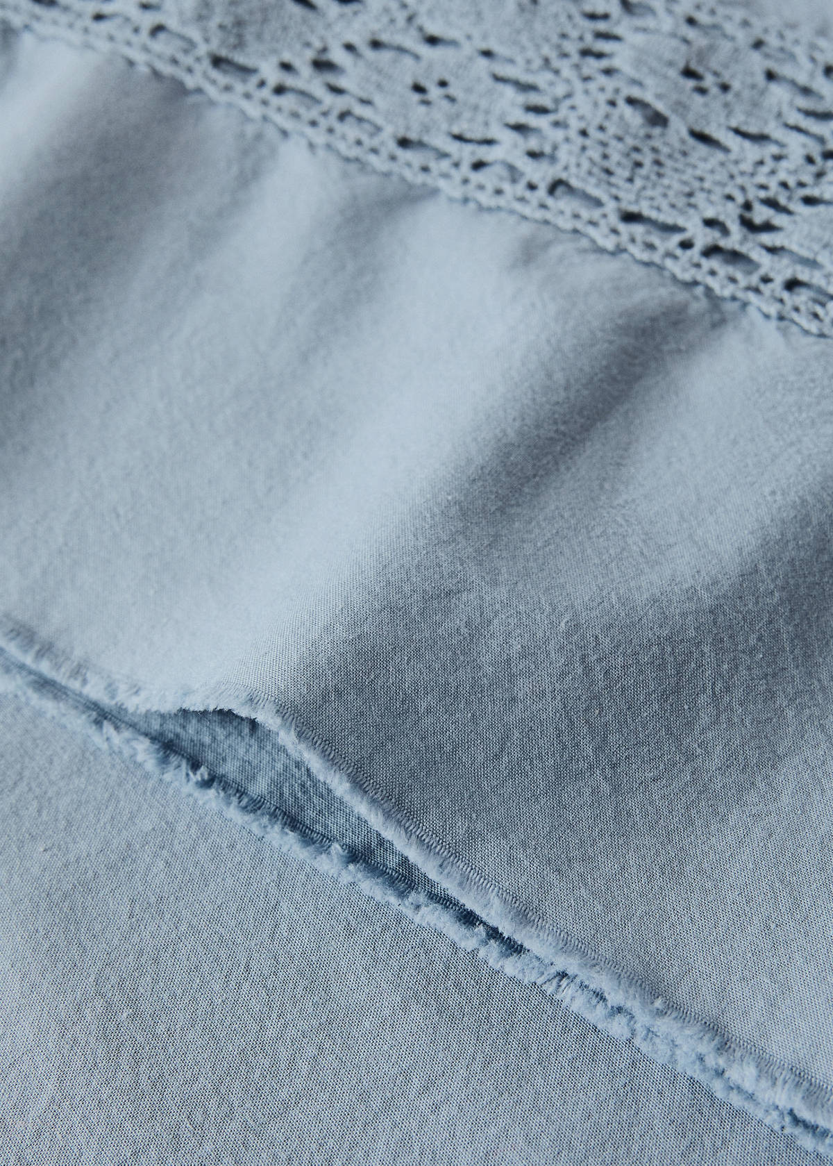 Washed cotton pillowcase with lace trim 45x110 cm — Blue