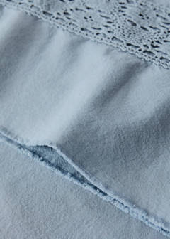 Washed cotton pillowcase with lace trim 45x110 cm — Blue 2
