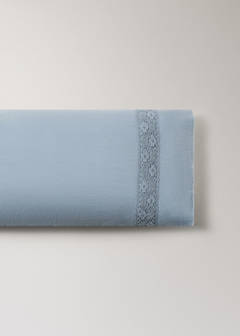 Washed cotton pillowcase with lace trim 45x110 cm — Blue 5