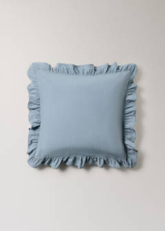 Two washed cotton pillowcases with lace detail 60x60 cm — Blue 5