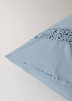 Two washed cotton pillowcases with lace trim 50x75cm — Blue 2