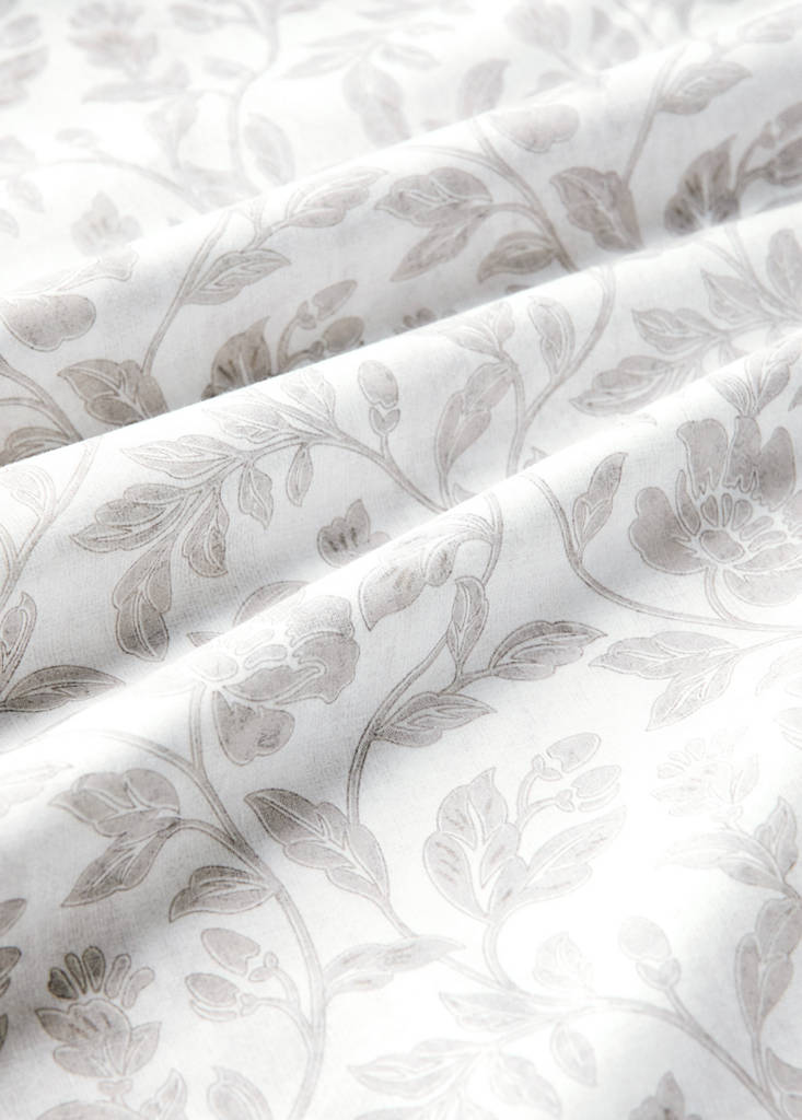 Percale cotton top sheet with floral print for 150/160cm bed — Ecru