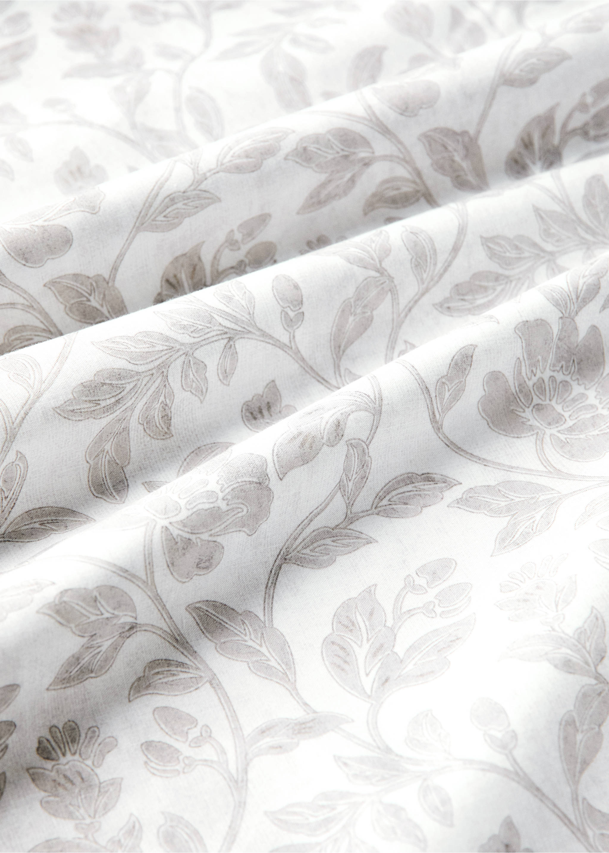 Percale cotton top sheet with floral print for 150/160cm bed - Details of the article 2, Ecru. Ref: 37042945-00.