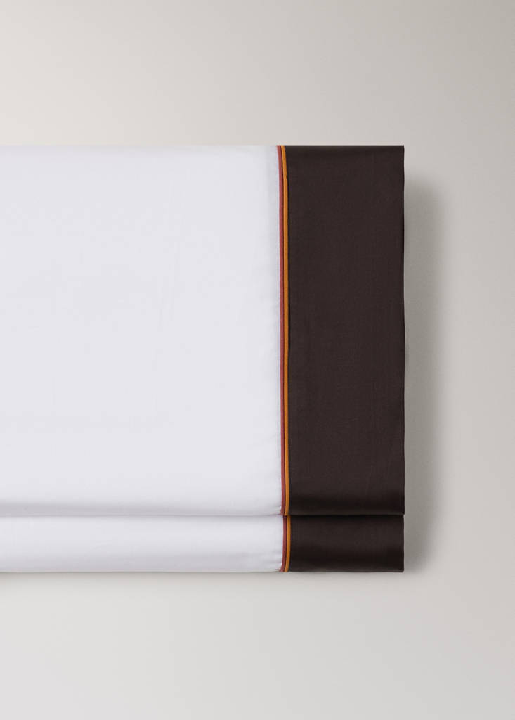 Percale cotton flat sheet, 200 thread count, satin border, for 180/200 cm bed — Ecru