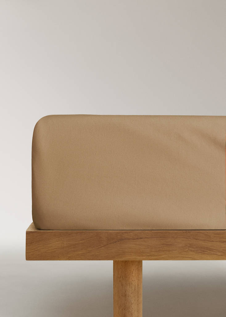 Spannbettlaken aus Baumwoll-Perkal, 300er Fadendichte, 180 cm Bett — Tobacco-Braun