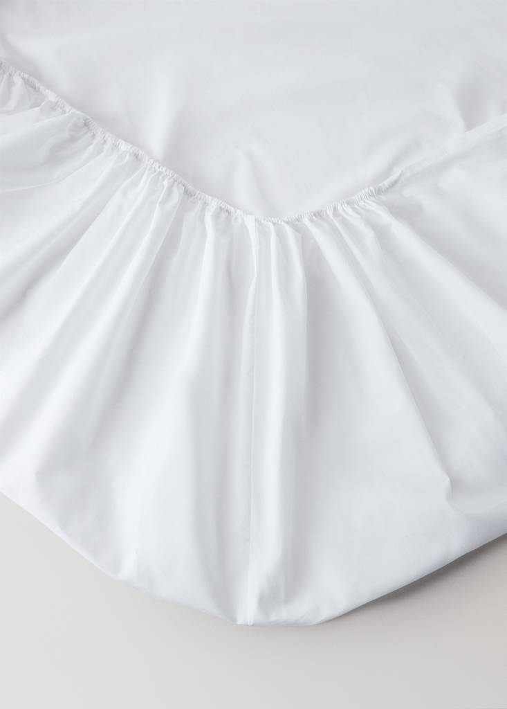 300-thread count percale cotton fitted sheet for 135/140 cm bed — White