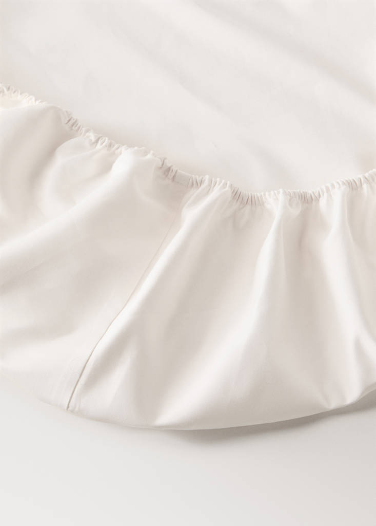 Fitted sheet 100% cotton satin Bed 180 cm — Ecru