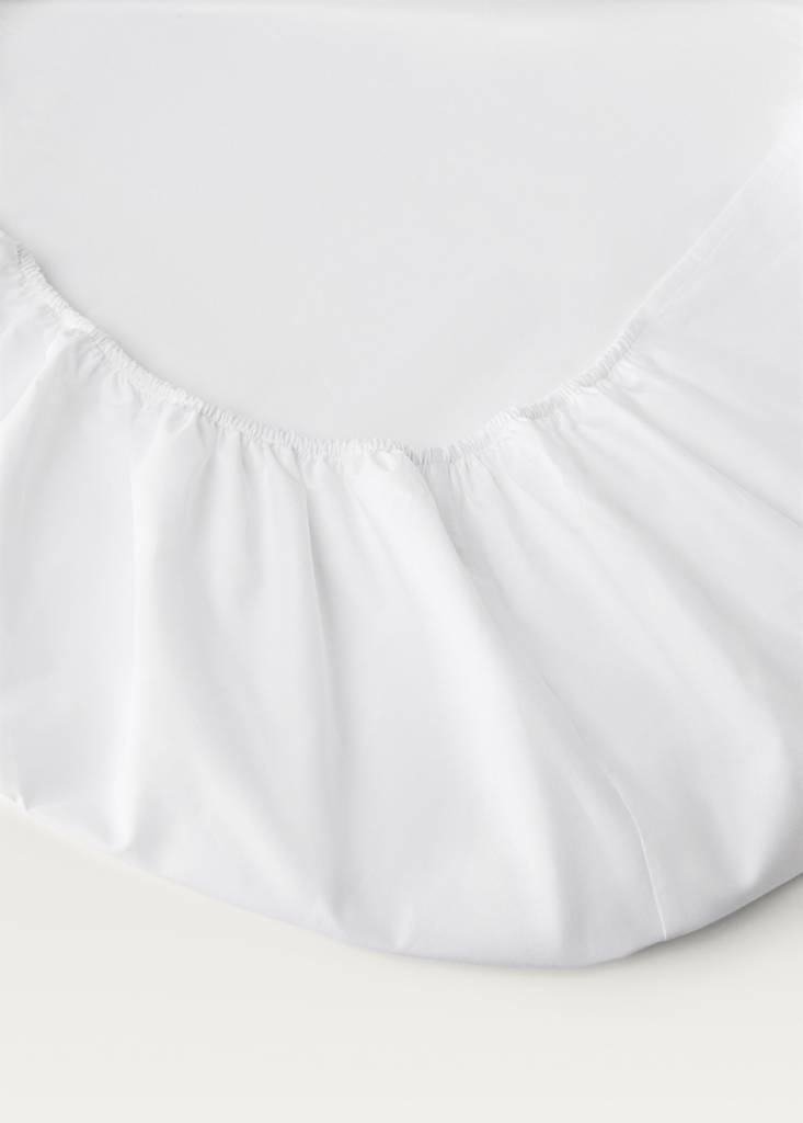 Percale cotton fitted sheet for 135/140 cm bed — White