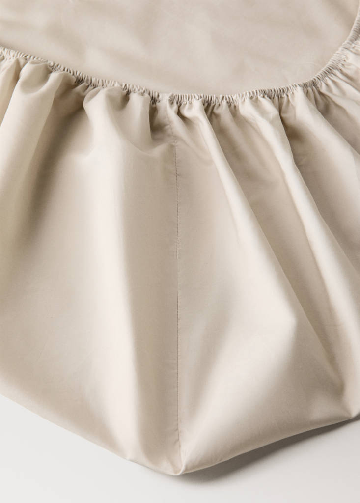 Fitted sheet 100% cotton percale 160 cm bed — Sand