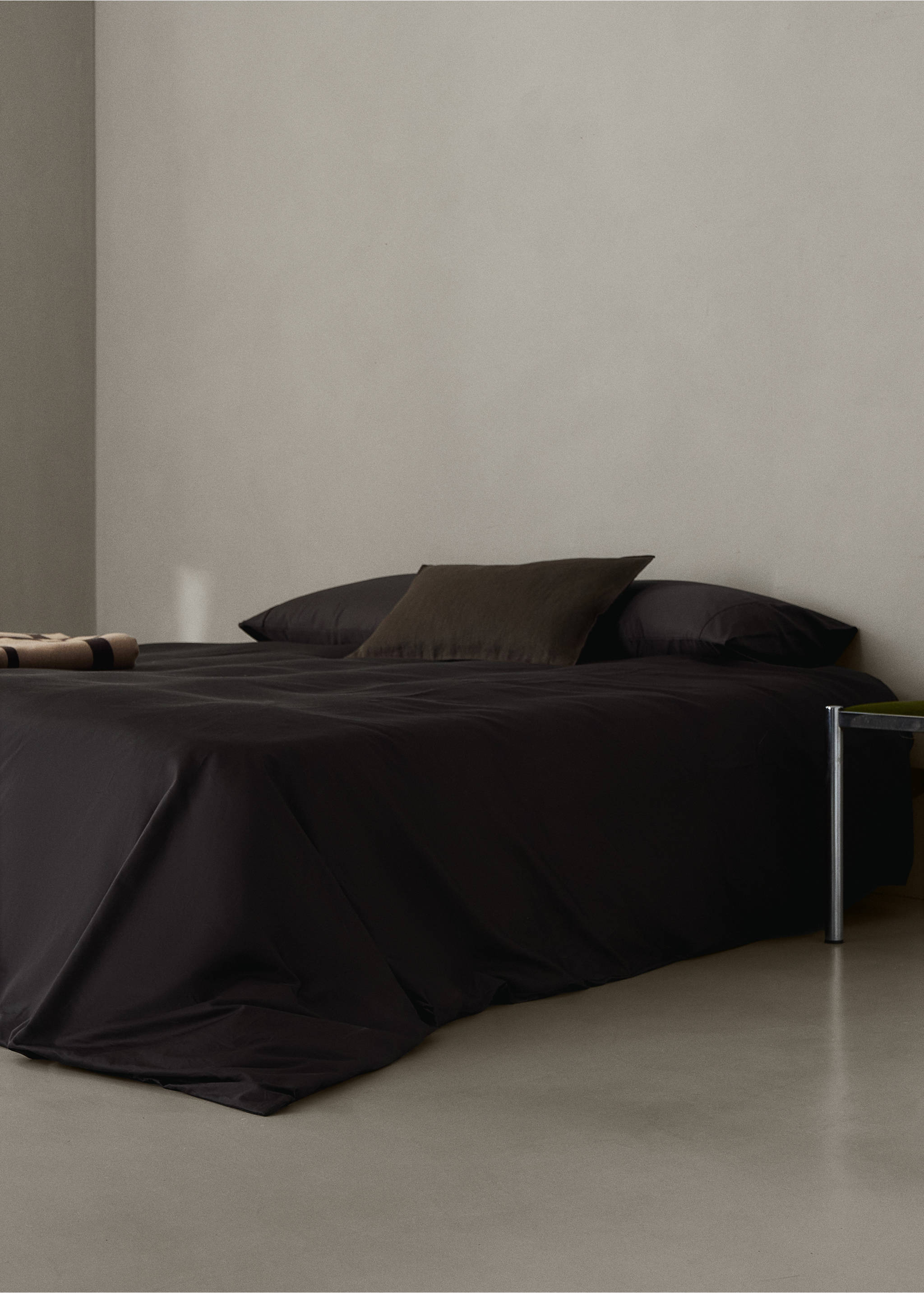 600 threads count satin cotton duvet cover King bed - General plane, Brown. Ref: 37043060-00.