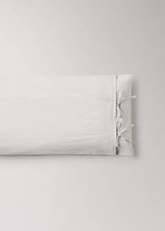 Two washed cotton pillowcases with tie closures 45x110 cm — Sand 3