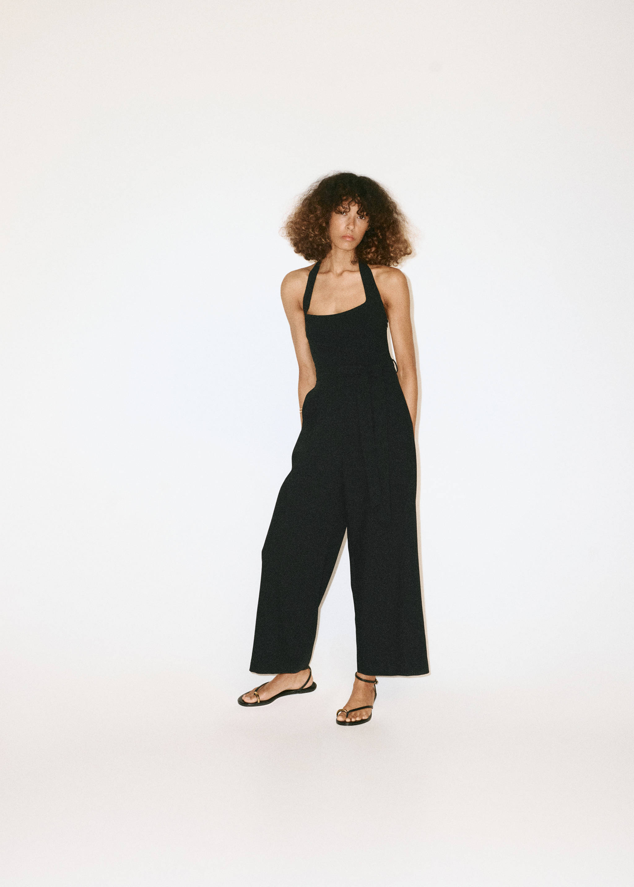Halter-neck jumpsuit with belt - General plane