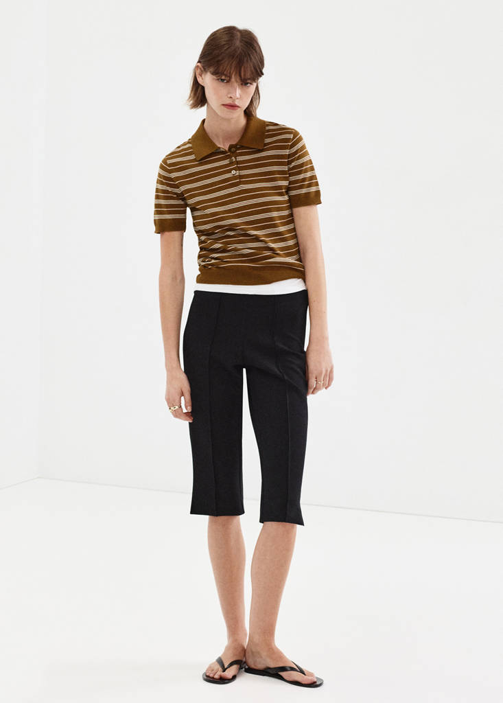 Knitted polo-neck sweater — Caramel