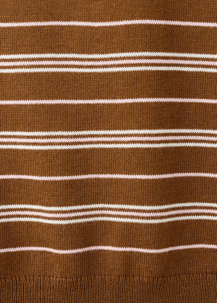 Knitted polo-neck sweater — Caramel