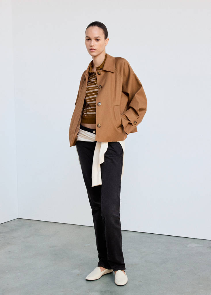 Knitted polo-neck sweater — Caramel