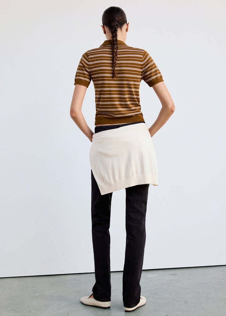 Knitted polo-neck sweater — Caramel