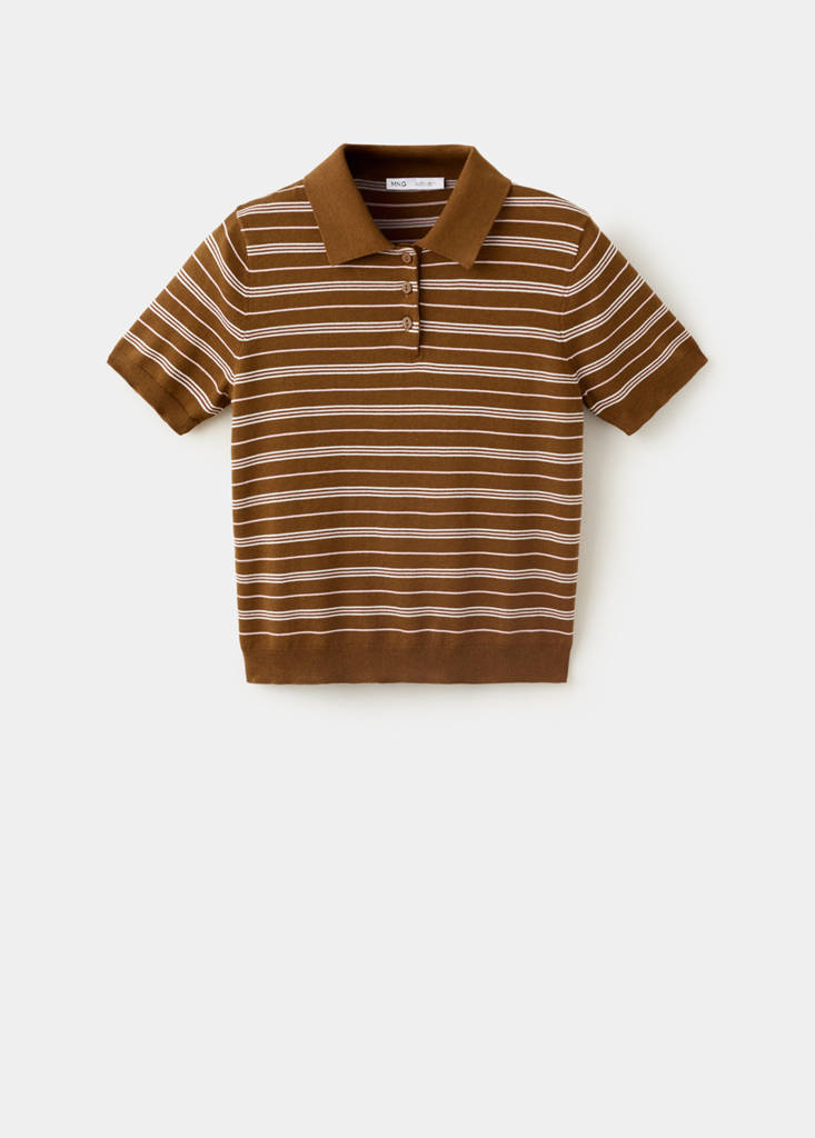 Knitted polo-neck sweater — Caramel
