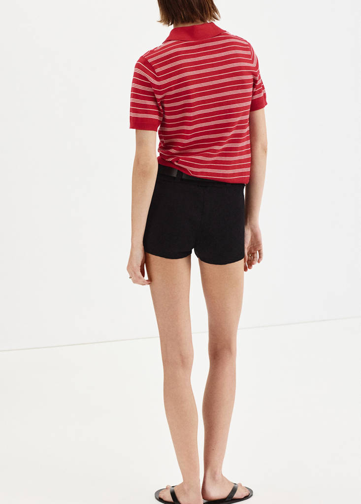 Knitted polo-neck sweater — Red