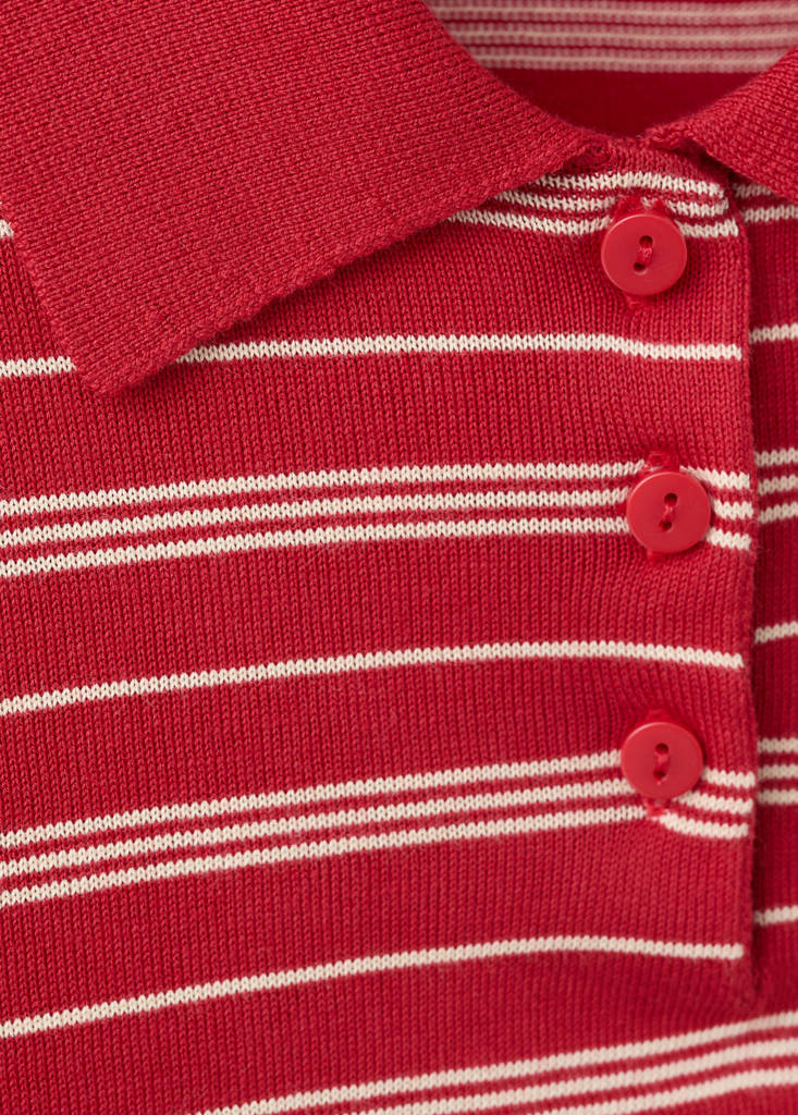 Knitted polo-neck sweater — Red