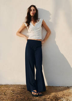 High-rise wide leg trousers — Navy 2