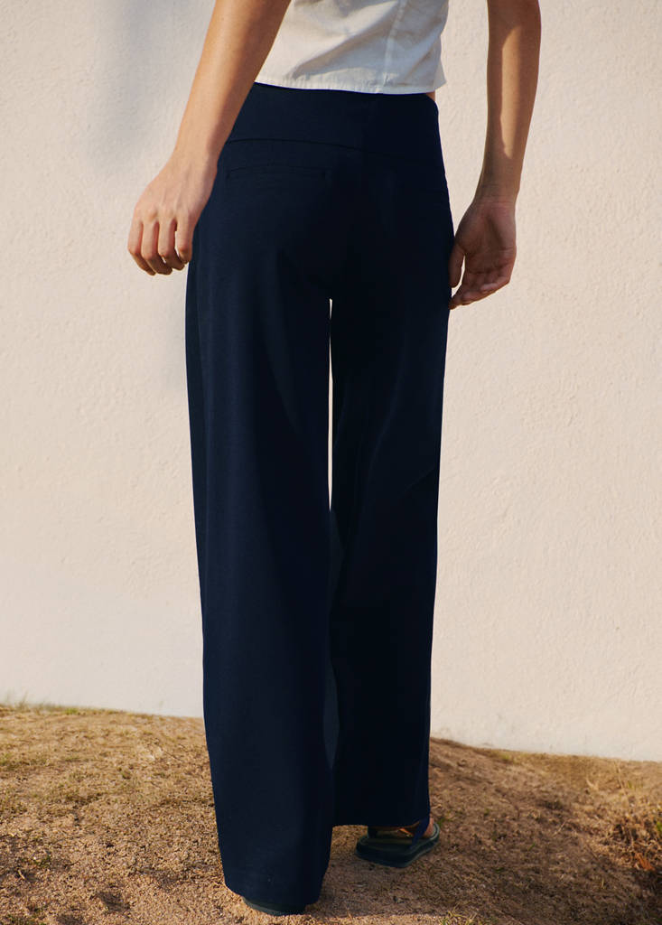 High-rise wide leg trousers — Navy