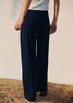 High-rise wide leg trousers — Navy 4