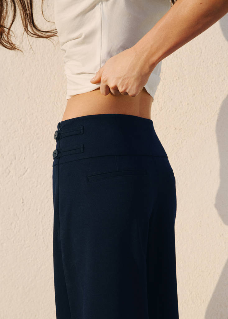 High-rise wide leg trousers — Navy