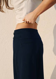 High-rise wide leg trousers — Navy 3