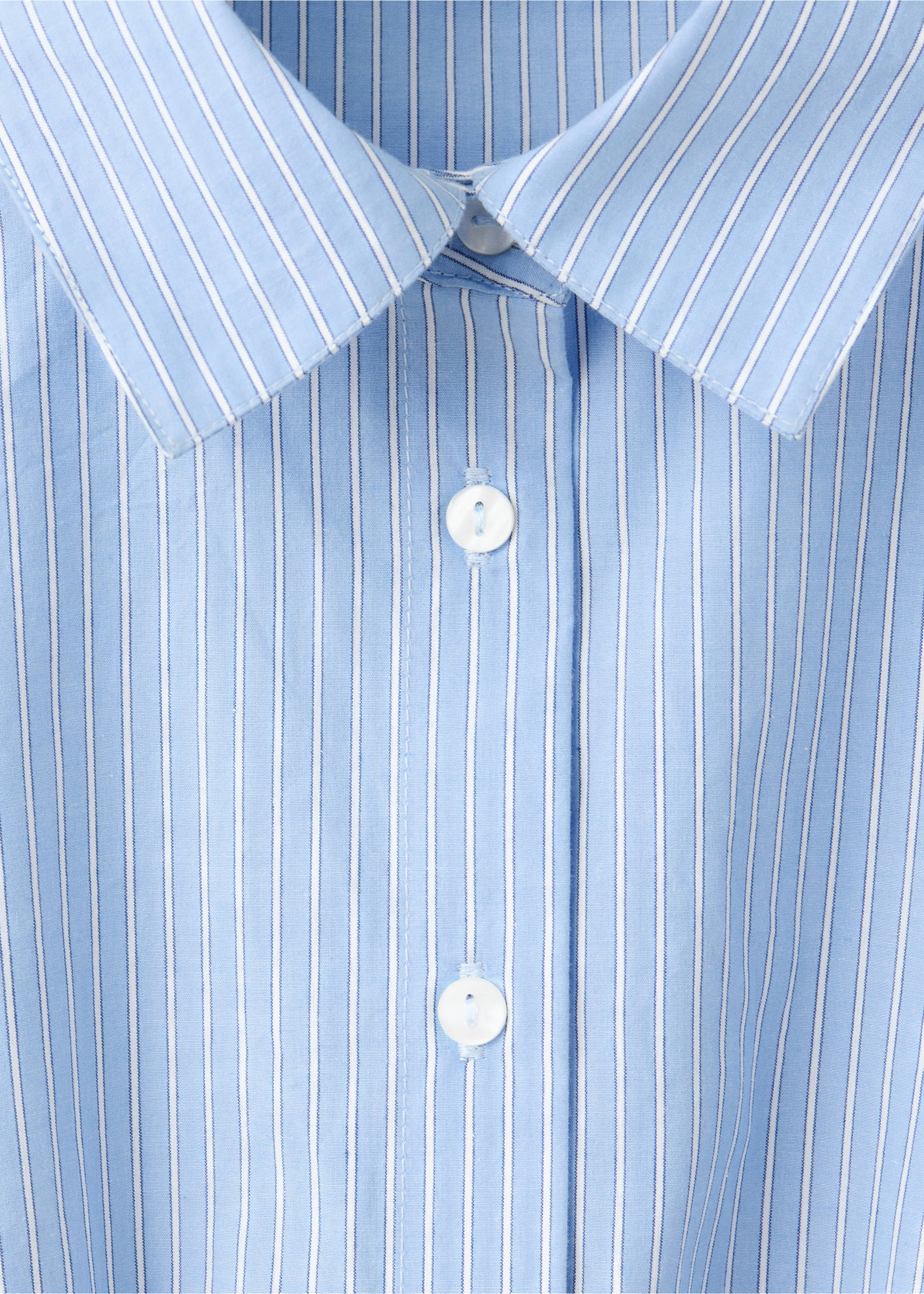 100% cotton striped shirt - Details of the article 8, Sky Blue. Ref: 37043277-00.