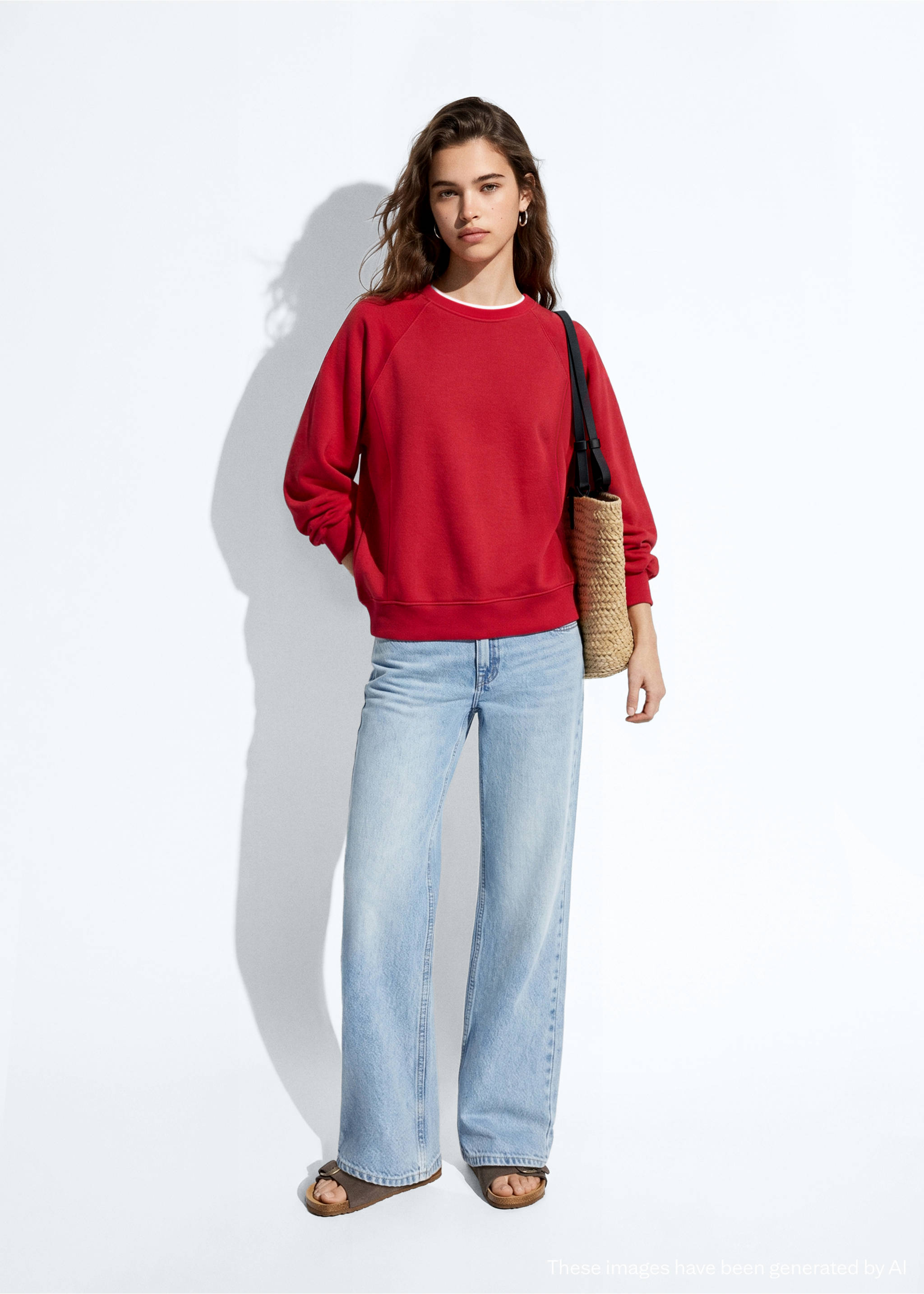 Cotton sweatshirt with stitching detail - General plane, Red. Ref: 37043280-00.
