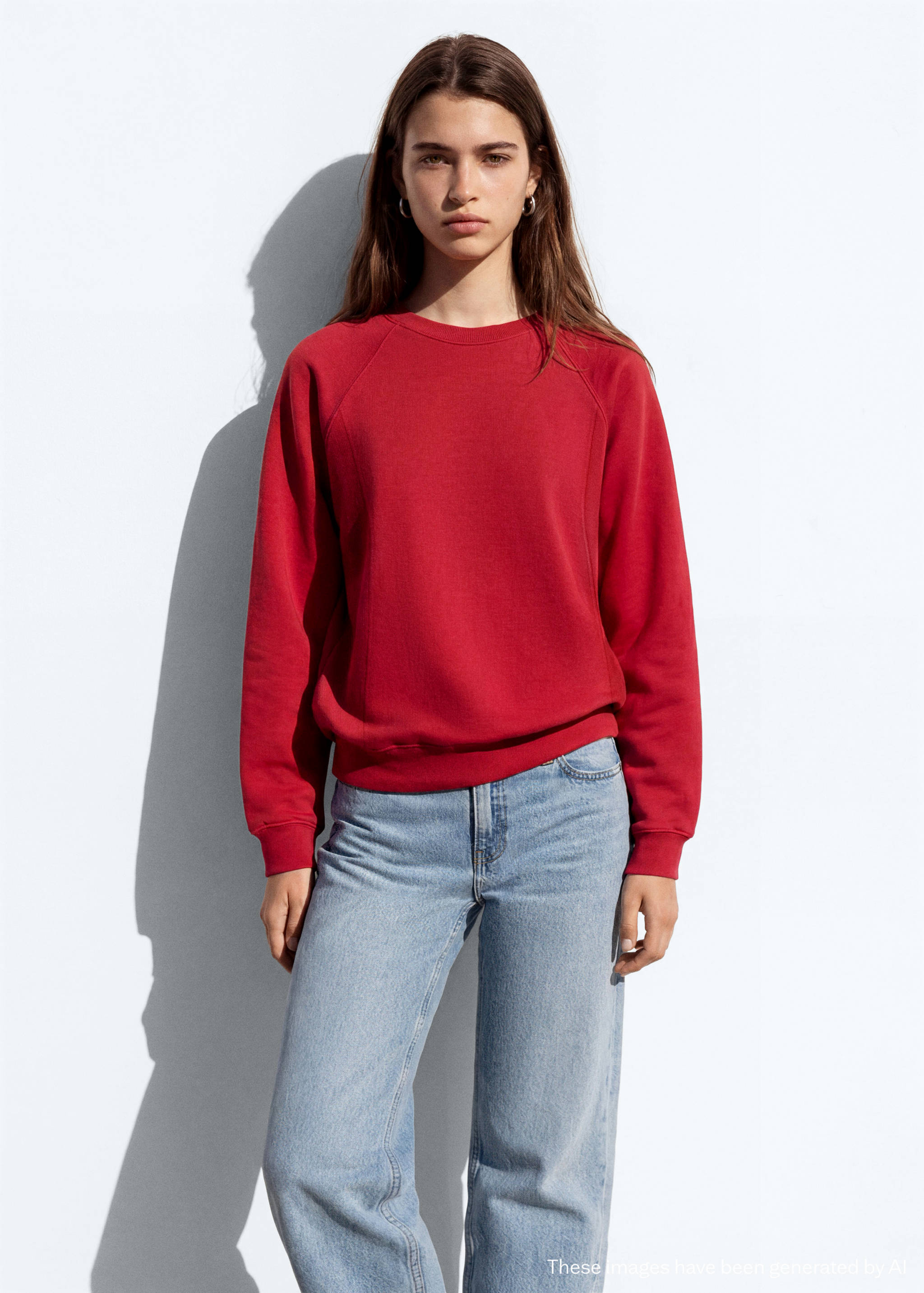 Cotton sweatshirt with stitching detail - Medium plane