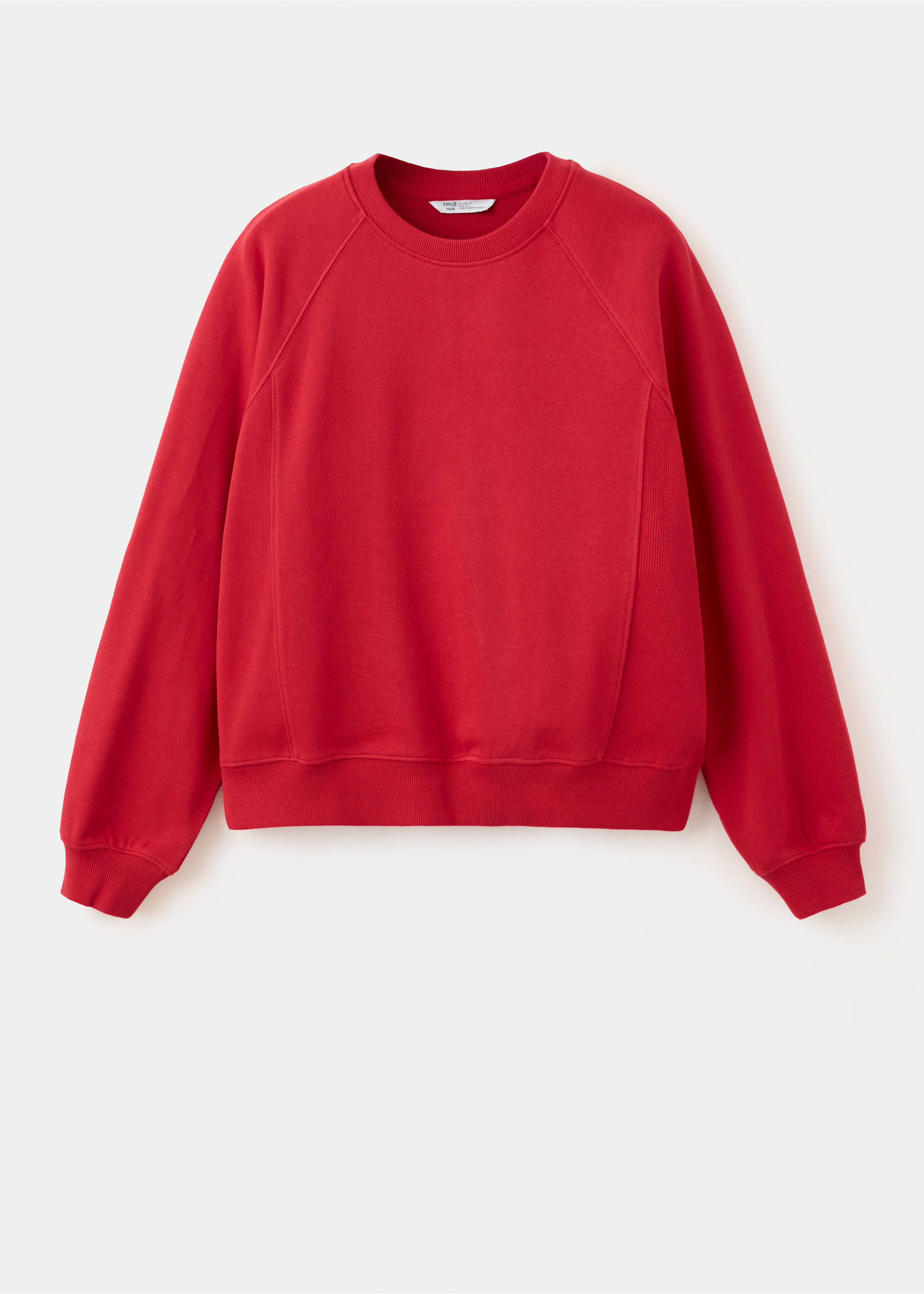 Cotton sweatshirt with stitching detail - Article without model, Red. Ref: 37043280-00.