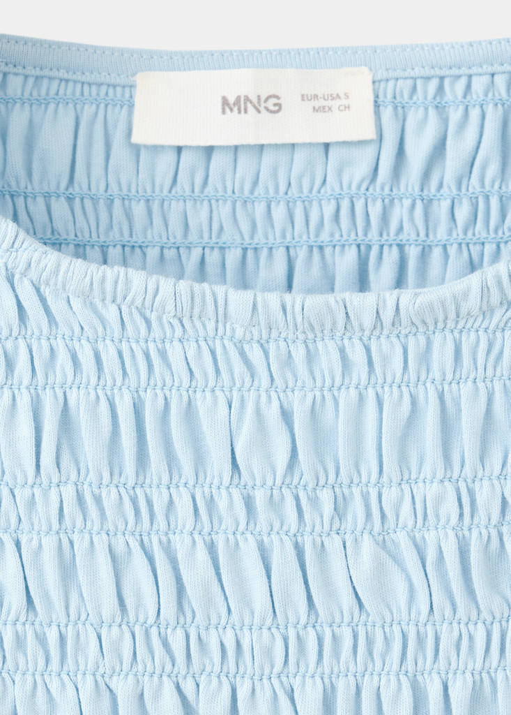 Ruched top with frill detail — Sky Blue