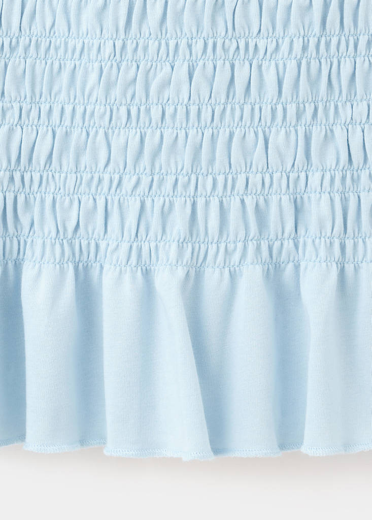 Ruched top with frill detail — Sky Blue