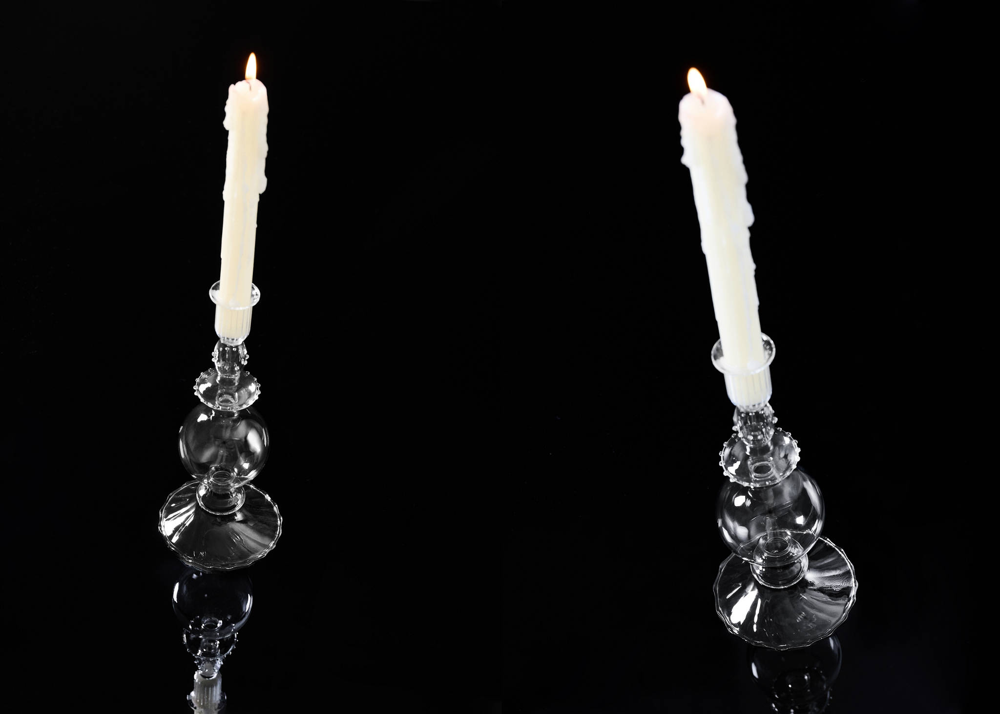 Embossed glass candle holder - Panoramic plane