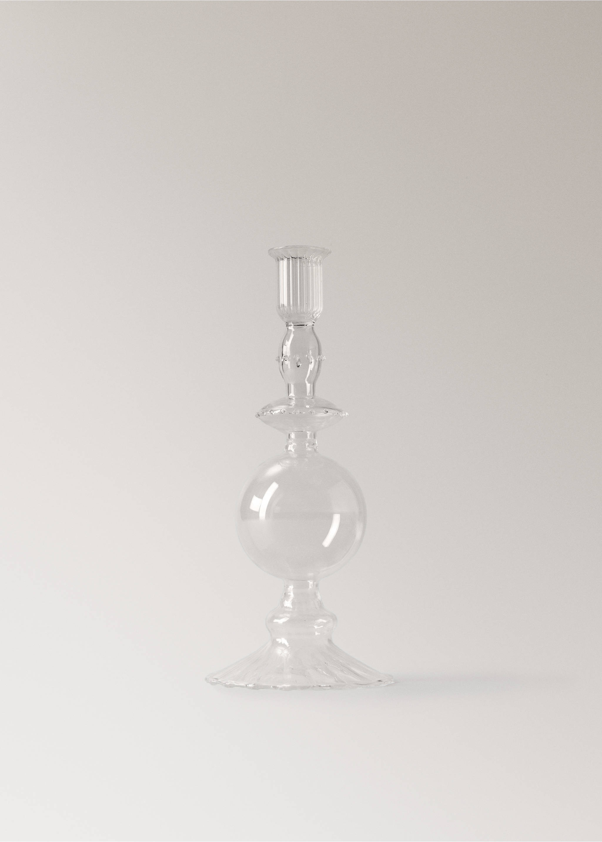 Embossed glass candle holder - Article without model, Black. Ref: 37043282-00.