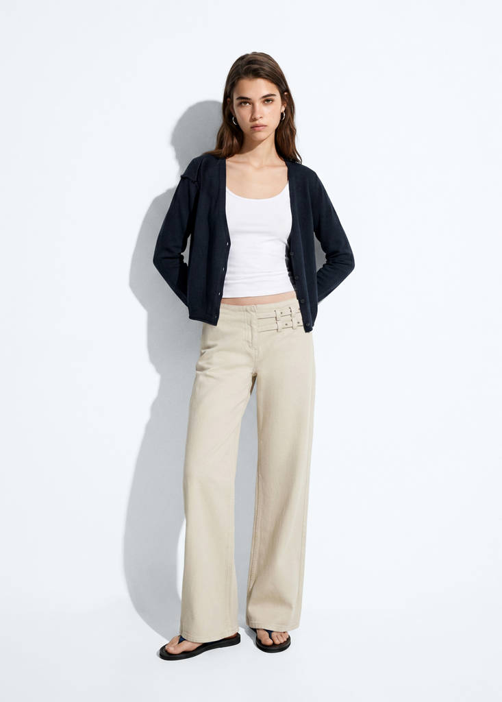 Ribbed knitted cardigan — Navy