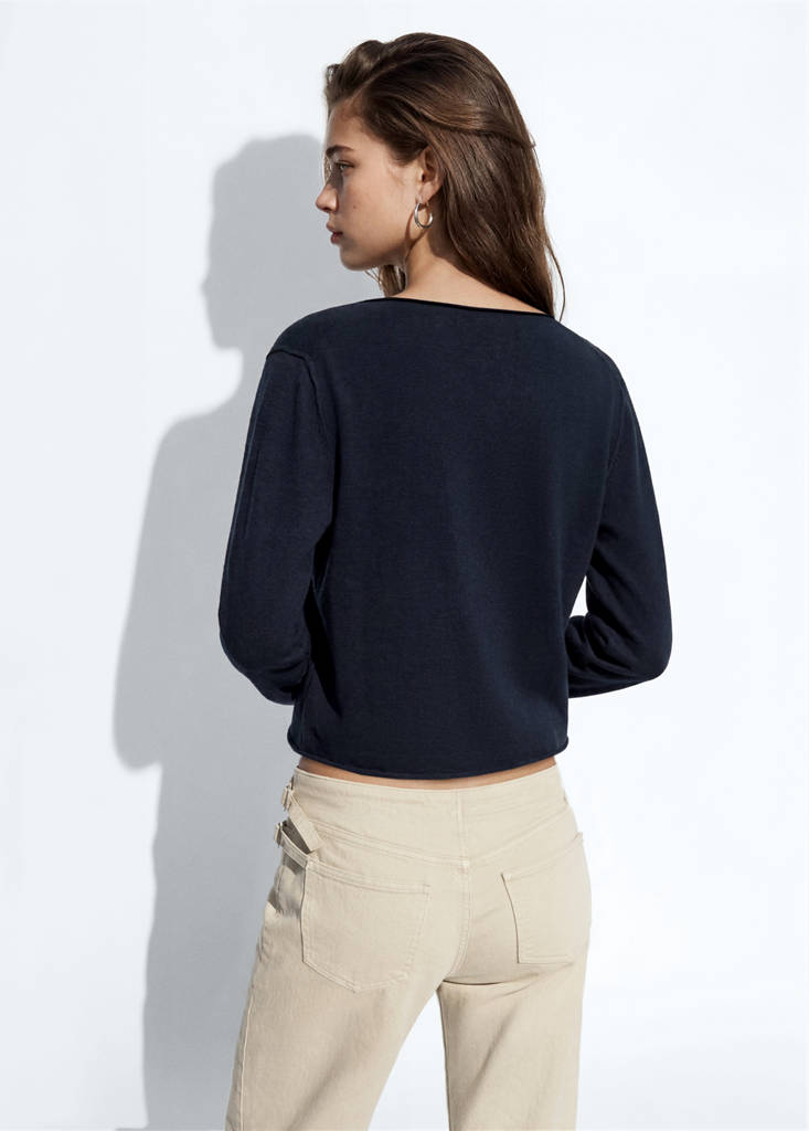 Ribbed knitted cardigan — Navy