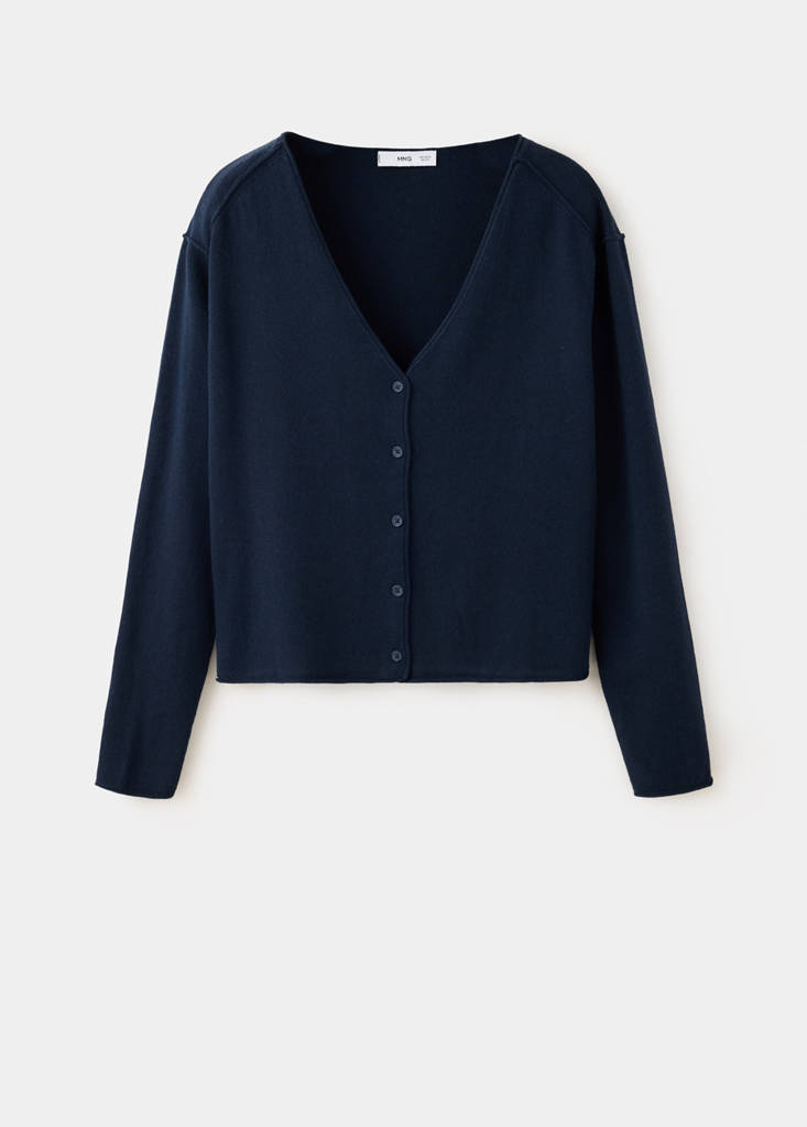 Ribbed knitted cardigan — Navy