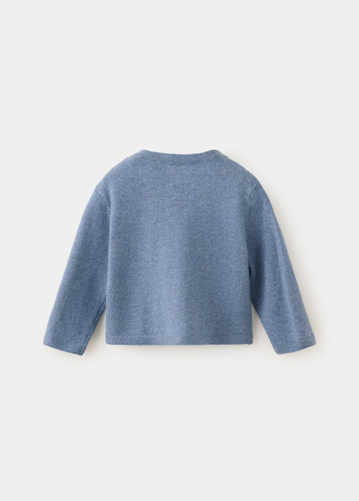 Long sleeves knit cardigan — Blue