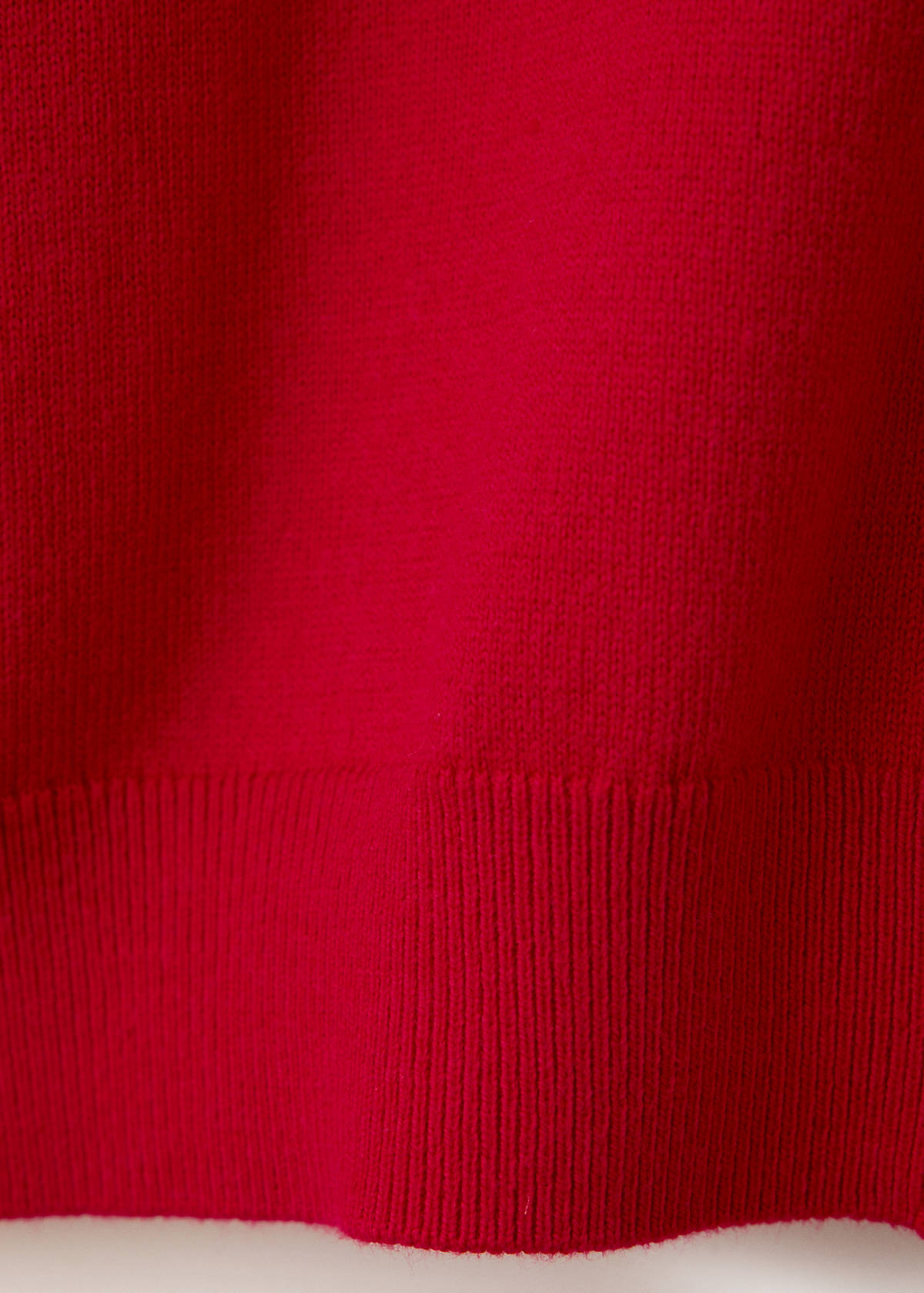 Fine knit polo collar cardigan — Red