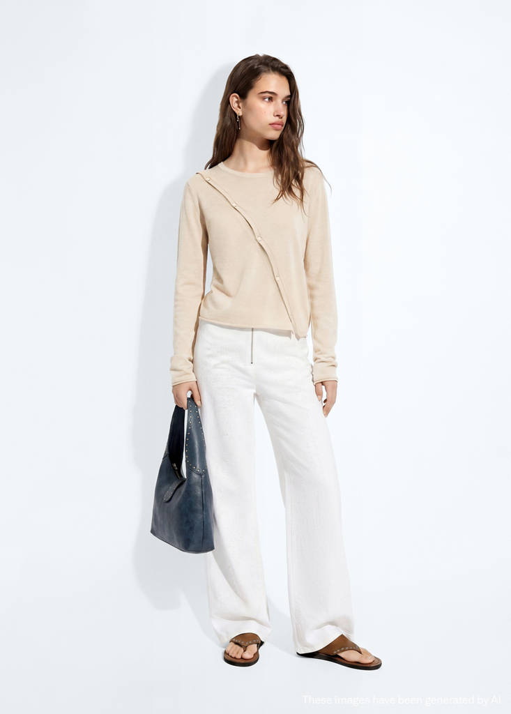 Mango Cardigan En Maille Avec Détail D'ouverture In Sable