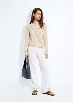 Knit cardigan with opening detail — Sand 2