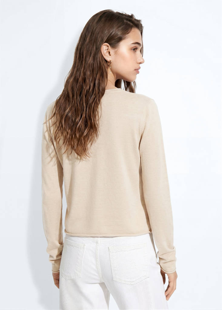 Knit cardigan with opening detail — Sand
