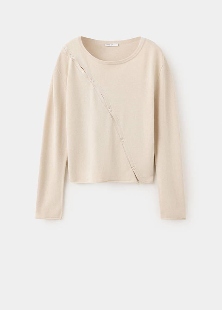 Knit cardigan with opening detail — Sand